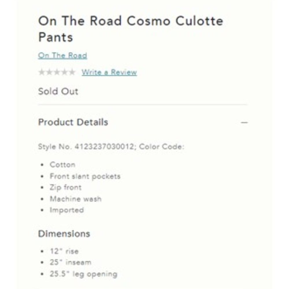 NWT-On the Road x Anthropologie Mint Cosmo Culotte Pants - L - Picture 6 of 6